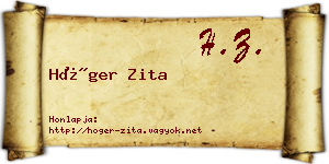 Höger Zita névjegykártya